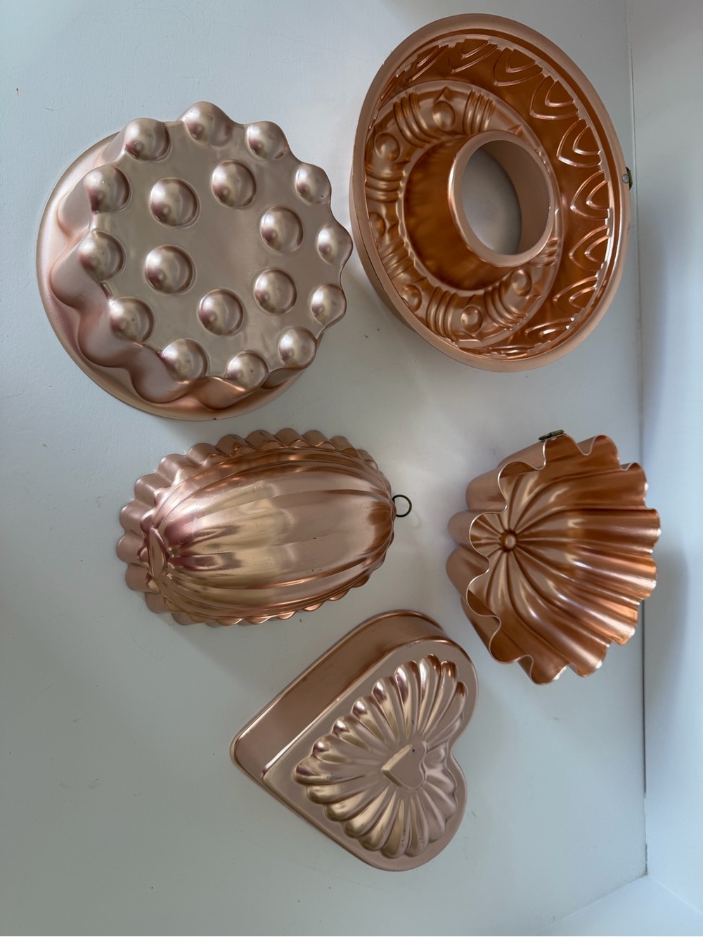 Vintage Copper Metal Jello/Baking Mold Set of 5